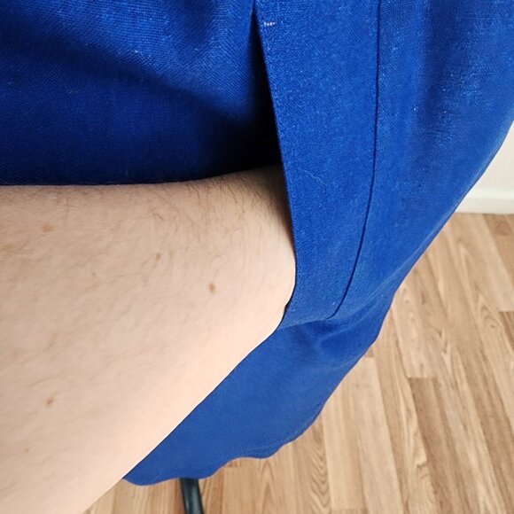 Vintage 80's Guy Laroche Paris Boutique Royal Blue Silk Sheath Dress W/Pockets - Picture 10 of 11